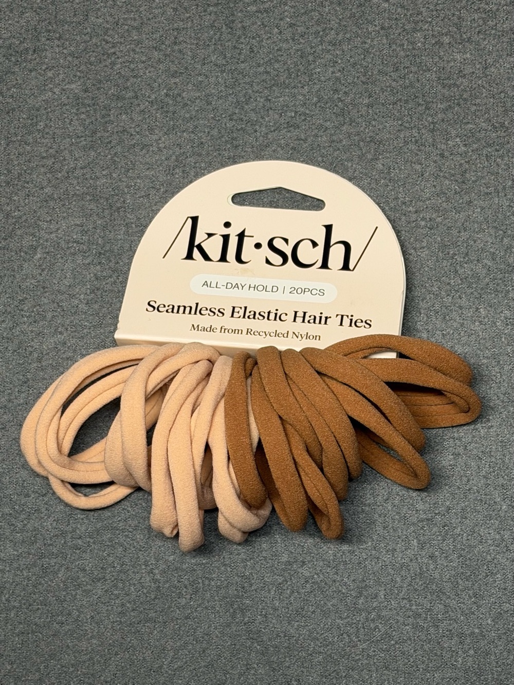 Kitsch Recycled Nylon Seamless Elastic Hair Ties, Blush Neutrals - 20 CT